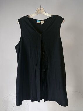 Y2K|90’s|Cotton|Polyester| Casual Sleeveless Button-Front Women's Top in Black